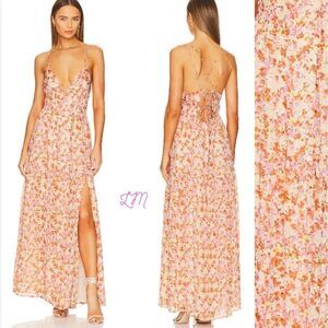 ASTR the Label Ryliana‎ Floral Print Maxi Dress Orange Rust Purple Size XS